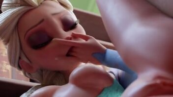 Elsa de Frozen em uma cena realista de sexo anal.