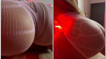 Ani Rocha fazendo um vídeo rebolando de quatro com um shorts bem apertado no bumbum