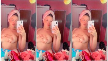Beatriz, conhecida por seus mamilos rosados, aparece mostrando seu corpo após um banho