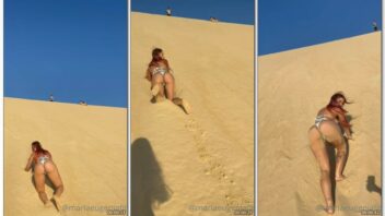 Marie Eugênia arrasando, caminhando devagar pelas dunas com destaque pro bumbum