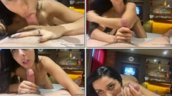 Luiza Marcato caprichando no sexo oral com seu olhar provocante e malicioso