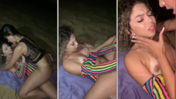 Vídeo picante de Dani Motta e sua amiga se beijando e se divertindo à noite na praia