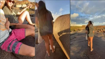 Rissa tocando uma para o namorado bem pauzudo na beira da praia