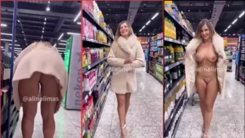 Aline Limas sendo flagrada nua no mercado