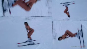 Anitta divulga conteúdo gratuito, toda sensual esquiando na neve com muito charme