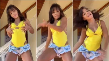 Kamylinha Santos no TikTok dançando de um jeito bem atrevido e mostrando seu corpo lindo