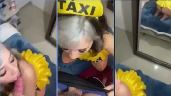 Kinechan gravou um vídeo caseiro mostrando um rolê safado de boquete usando uma fantasia de taxista