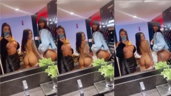 Polly Persch apareceu na internet curtindo um momento pelada com as amigas no banheiro da balada, e não teve como segurar o close, né?