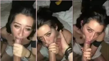 Menininha safada acabando de curtir a balada e levando uma gozada bem na boca