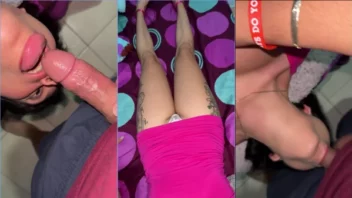 Sophia Leeh, a novata, se jogando e dando aquela chupada no parceiro