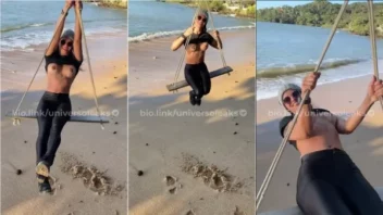 Apareceram na internet uns vídeos caseiros bem ousados de pessoas mostrando os peitos em público enquanto estavam em um balanço