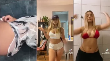 Sarah Estanislau, a loirinha bombada do TikTok, despida e fazendo aquele rebolado que provoca!