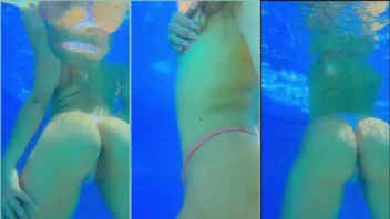 Vídeo da Giovana Greco se jogando na piscina sem sutiã