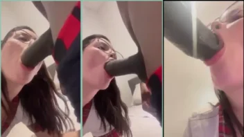 Xvideos com uma branquinha dando um boquete delicioso em um pau preto gigante